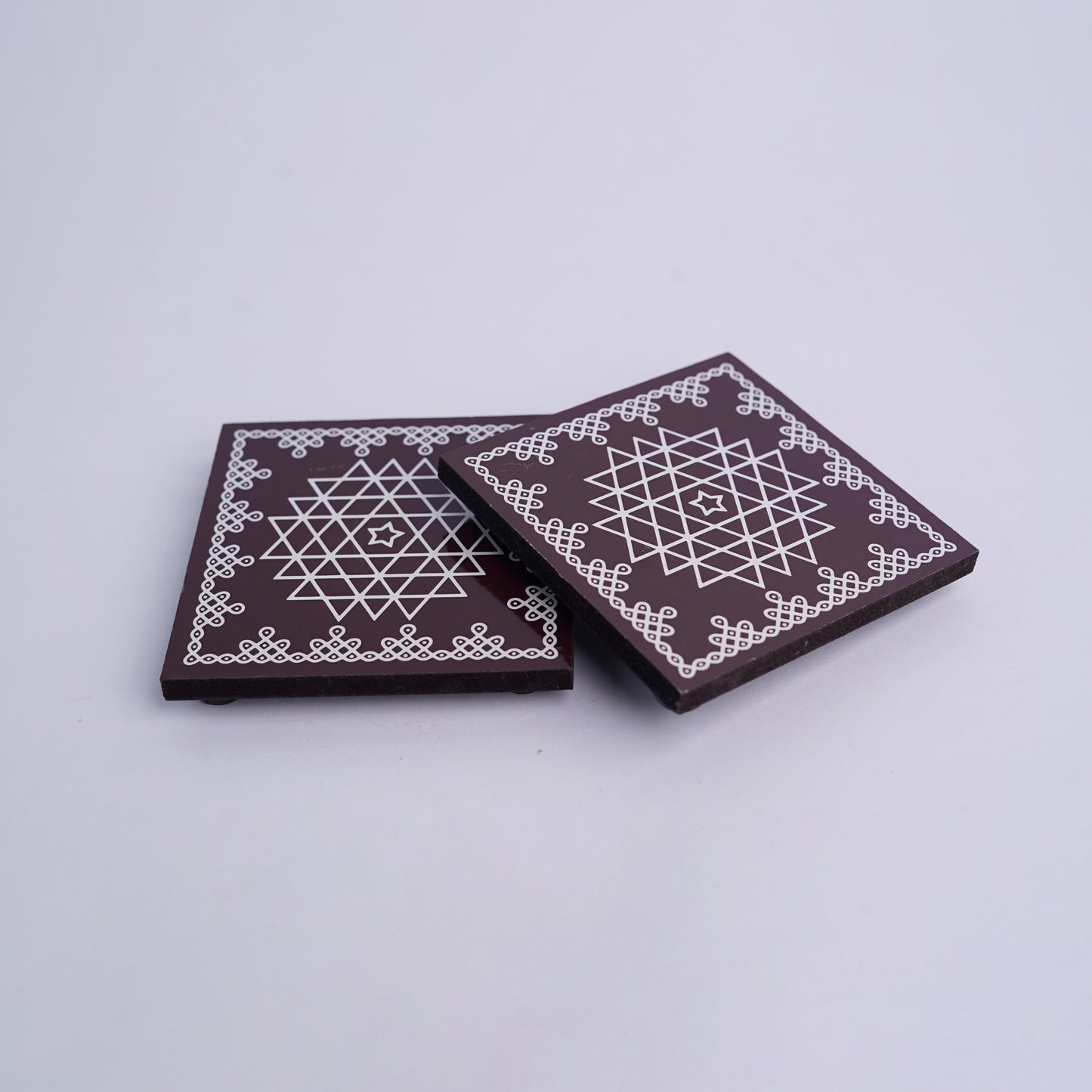 Wooden Kolam coaster - Square