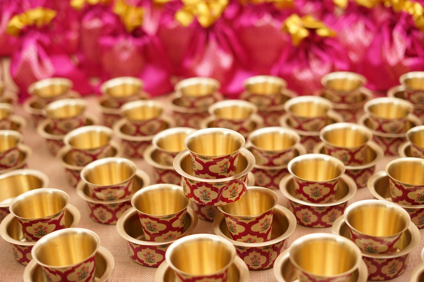 Brass Printed Coffee Dabara set