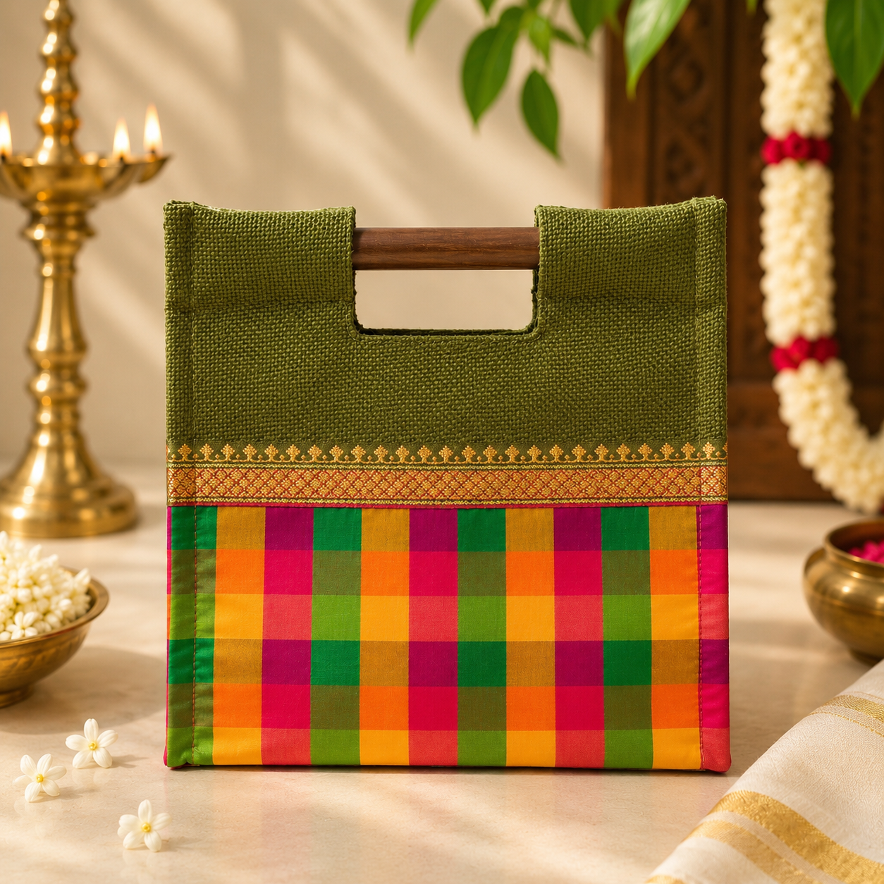 Madras Checks Shopper Bag