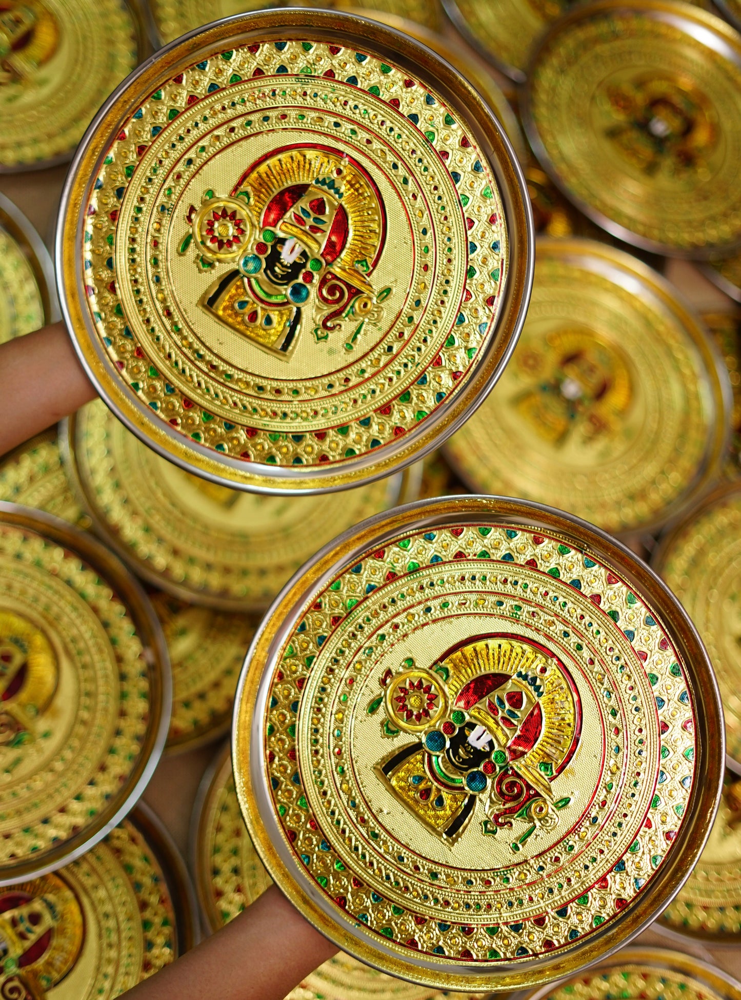Perumal Meenakari plate - 11 inches