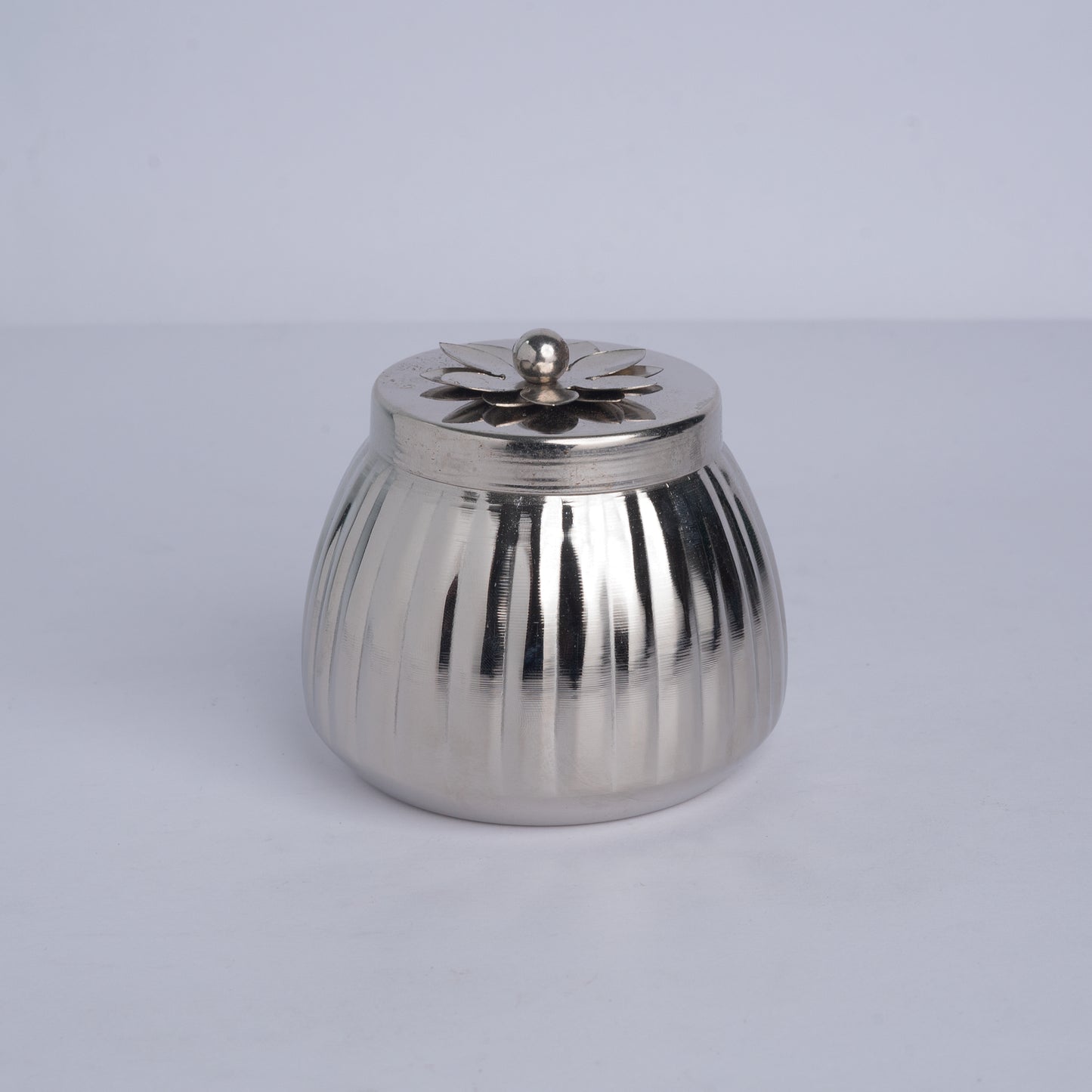Conical Silver Antique Metal Jar - 4 inch