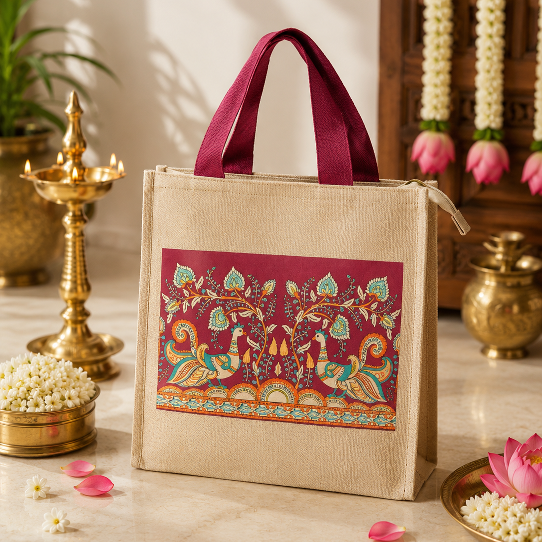 Peacock Motif Eco Friendly Bag