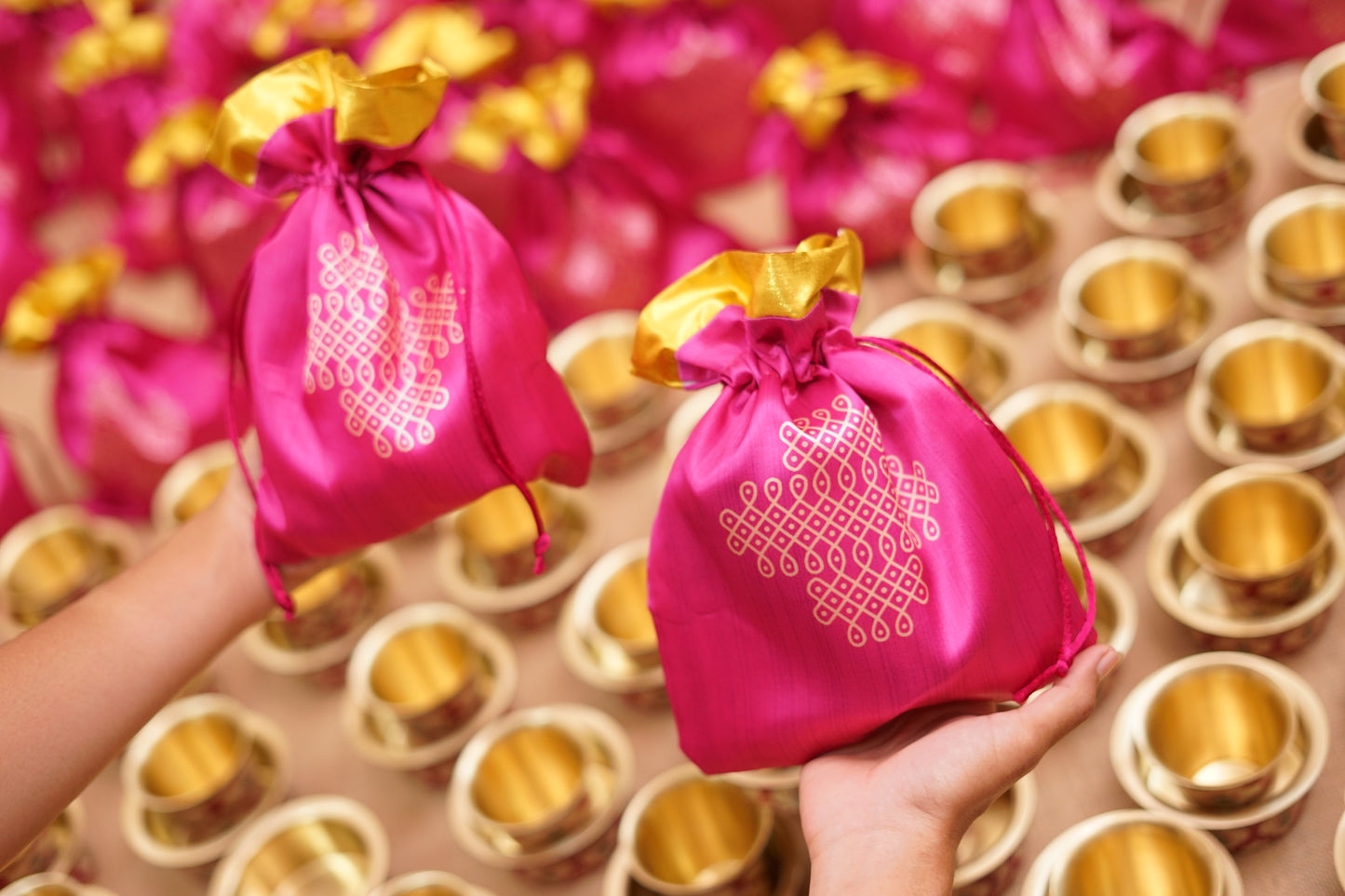 Silk Kolam Potli bags