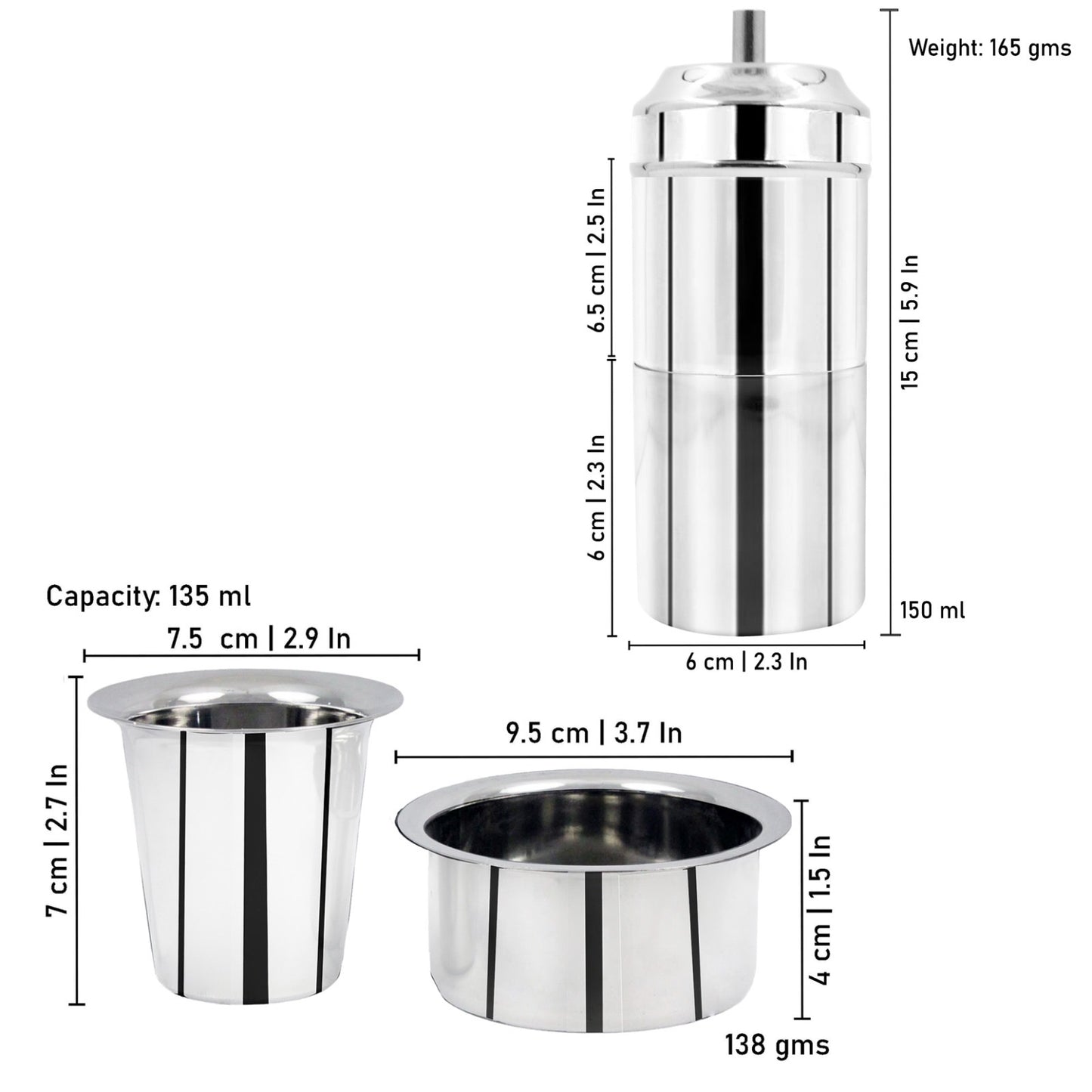 Stainless Steel Kolam Dabara set with Filter