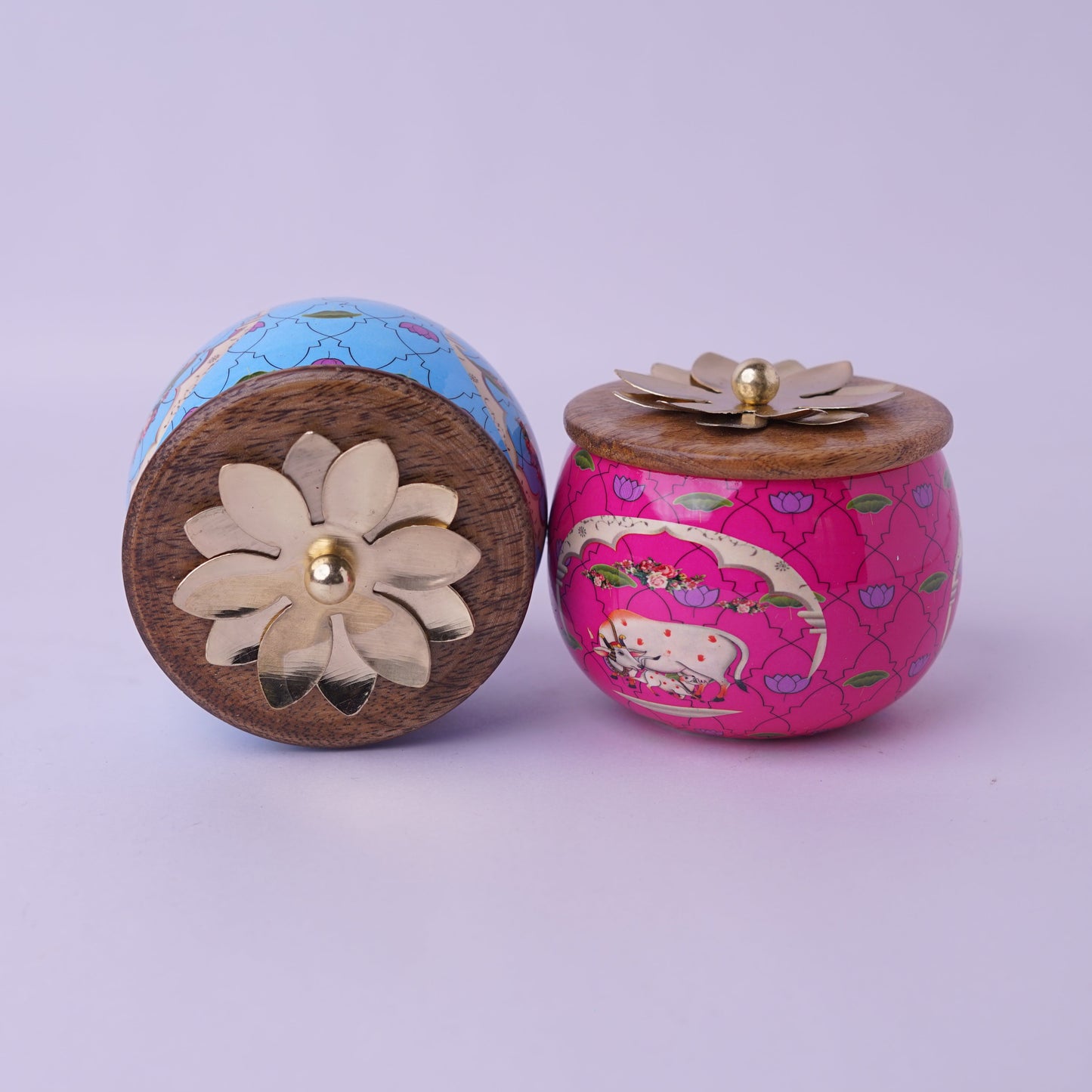Pichwai Jar with Wooden Lid (Assorted)