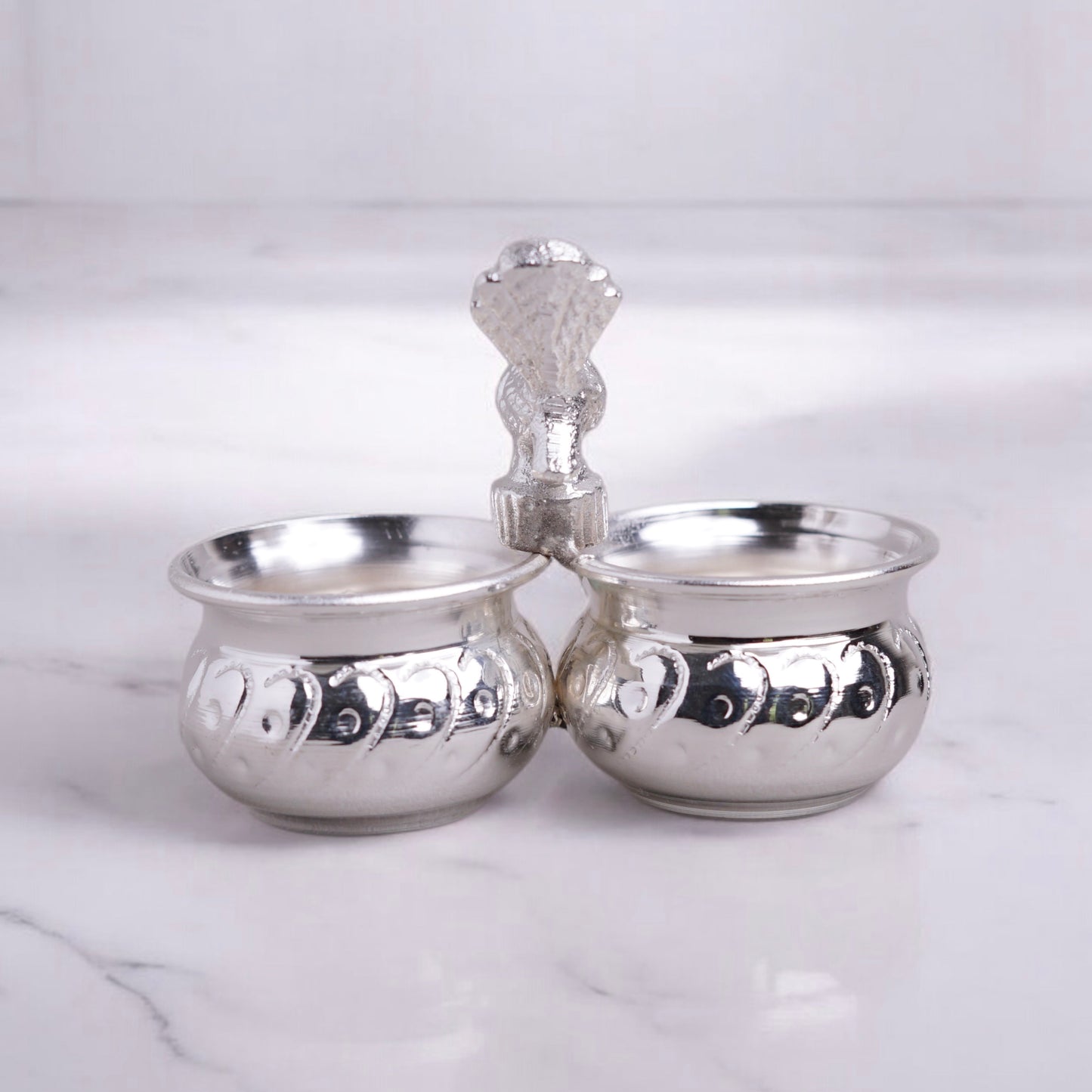 Silver finish kumkum holder