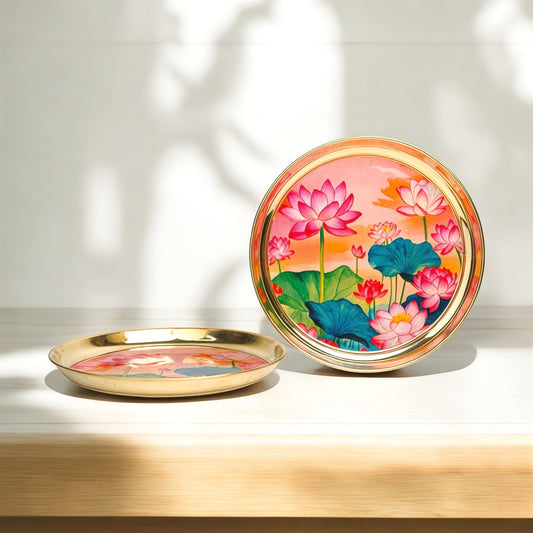 Lotus Brass Plate - 8 inch