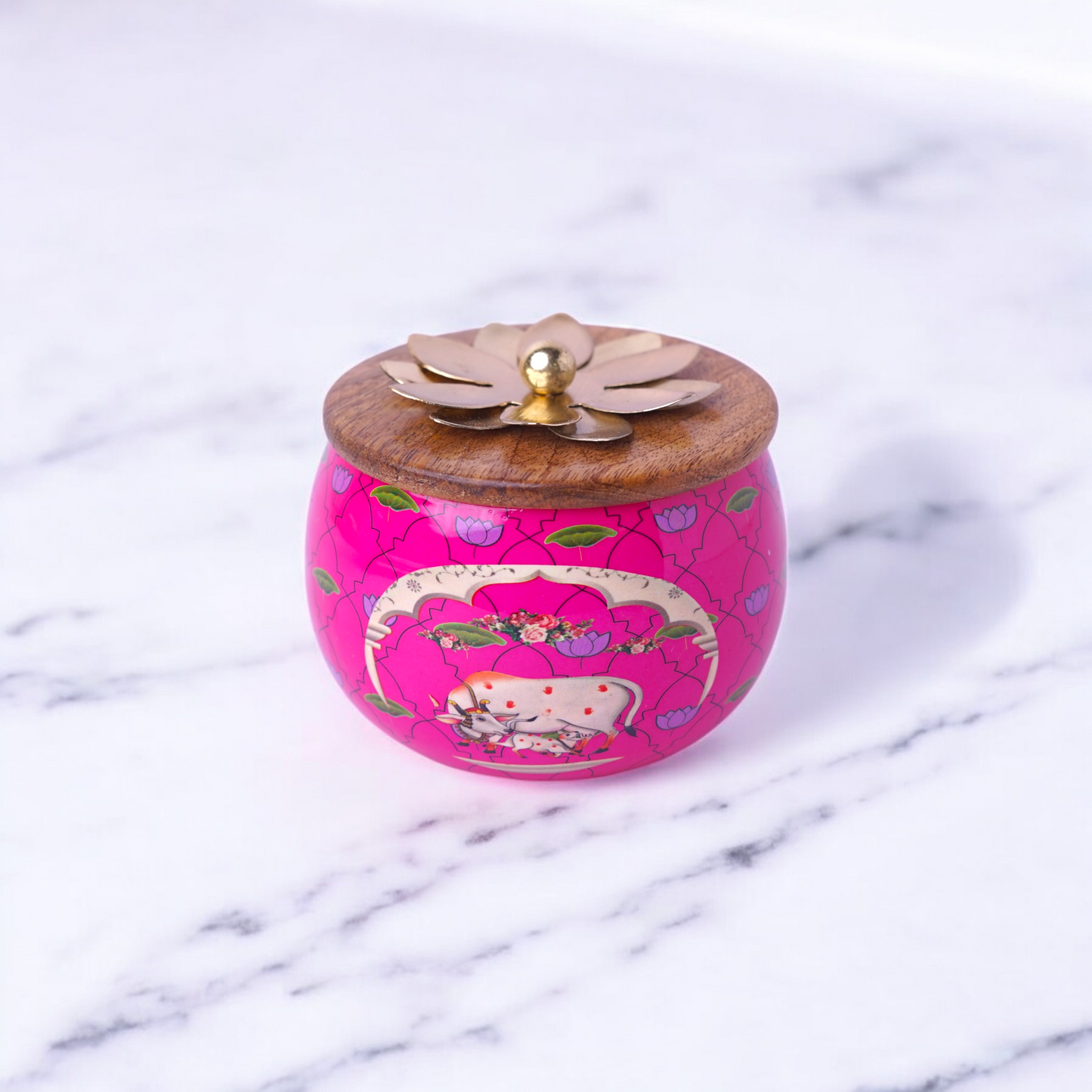 Pichwai Jar with Wooden Lid (Assorted)