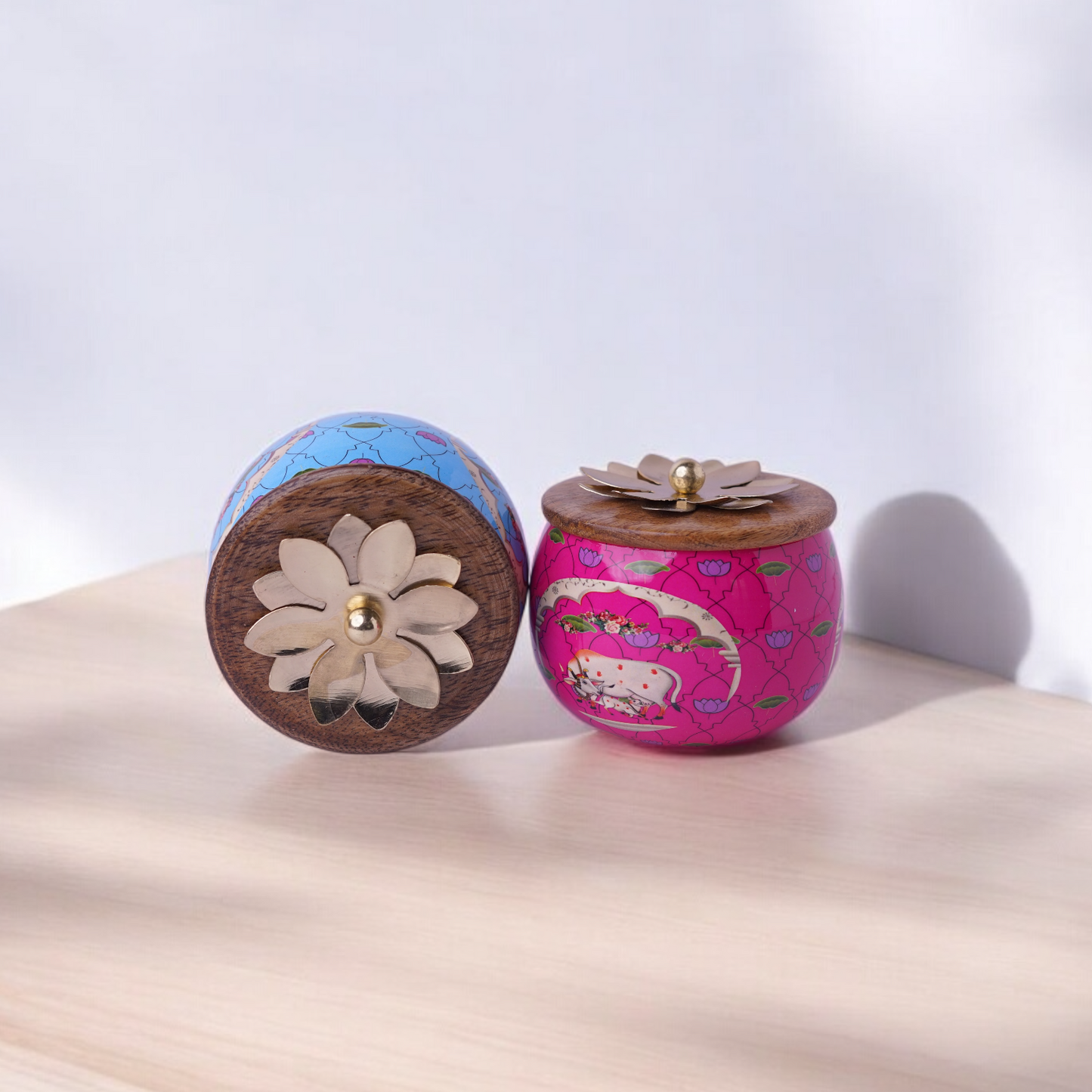 Pichwai Jar with Wooden Lid (Assorted)