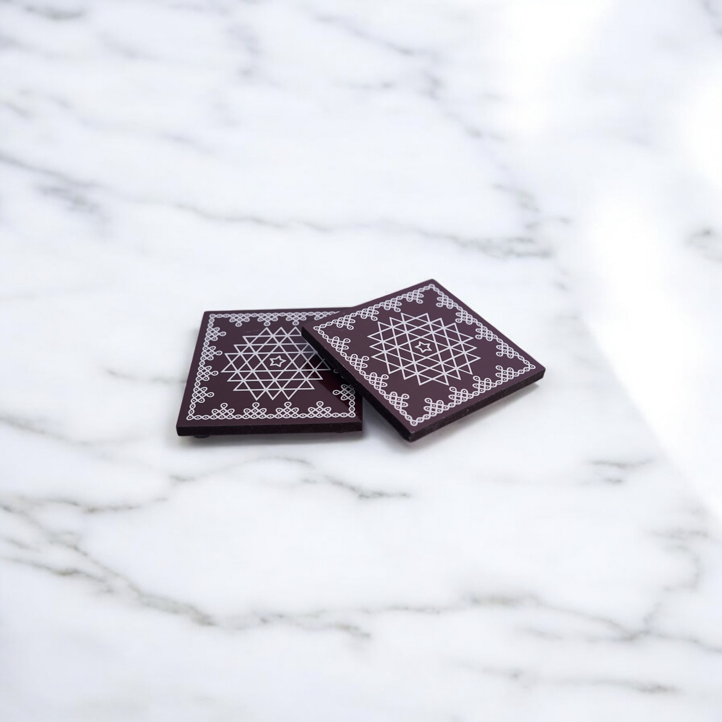 Wooden Kolam coaster - Square