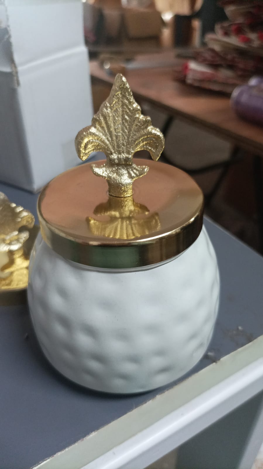 White Color Conical metal jar - 4 inch (Assorted)