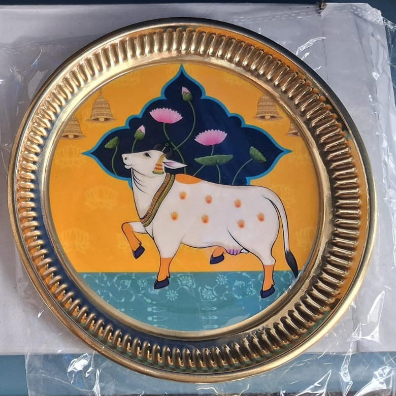 Pichwai brass plate - 6 inch (Assorted)
