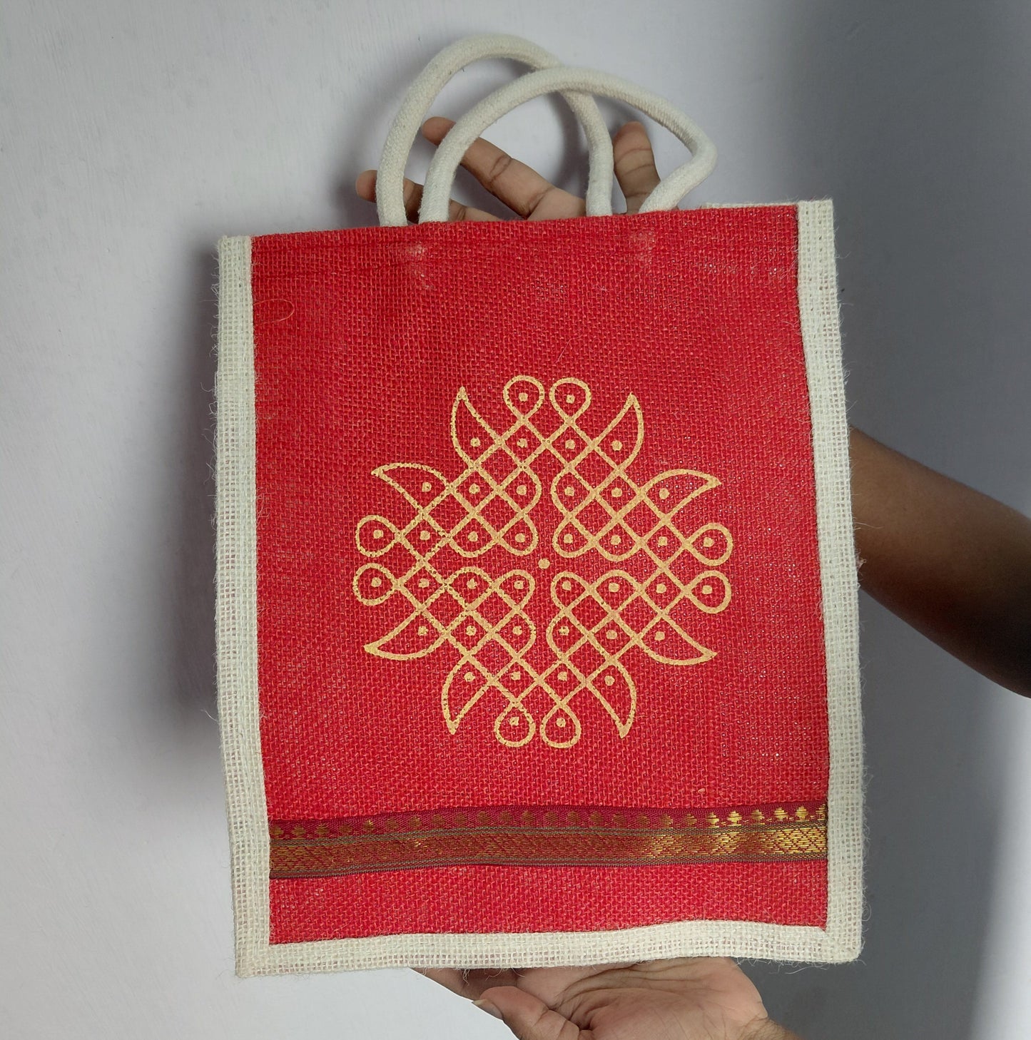 Kolam jute bag red