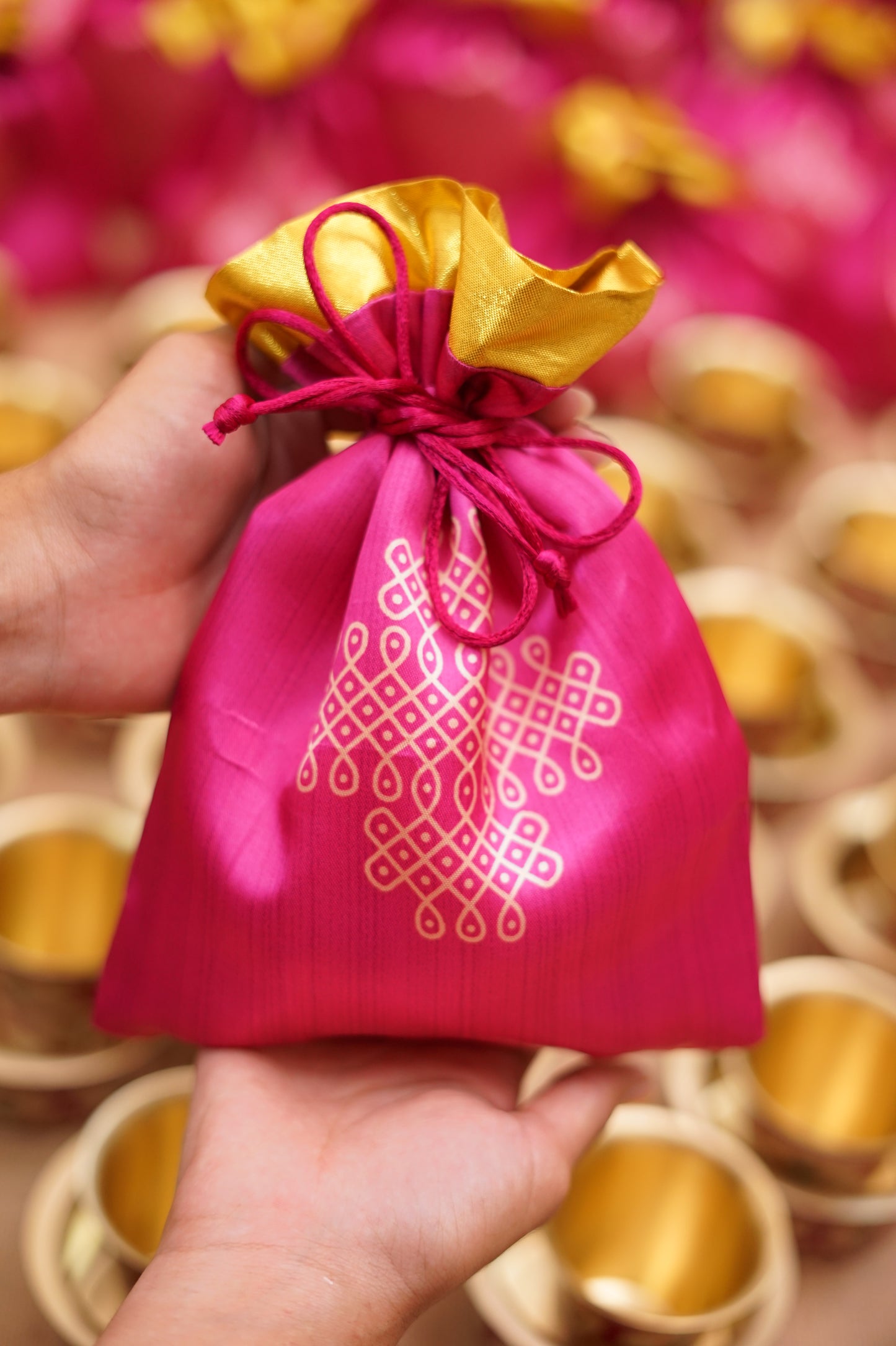 Silk Kolam Potli bags