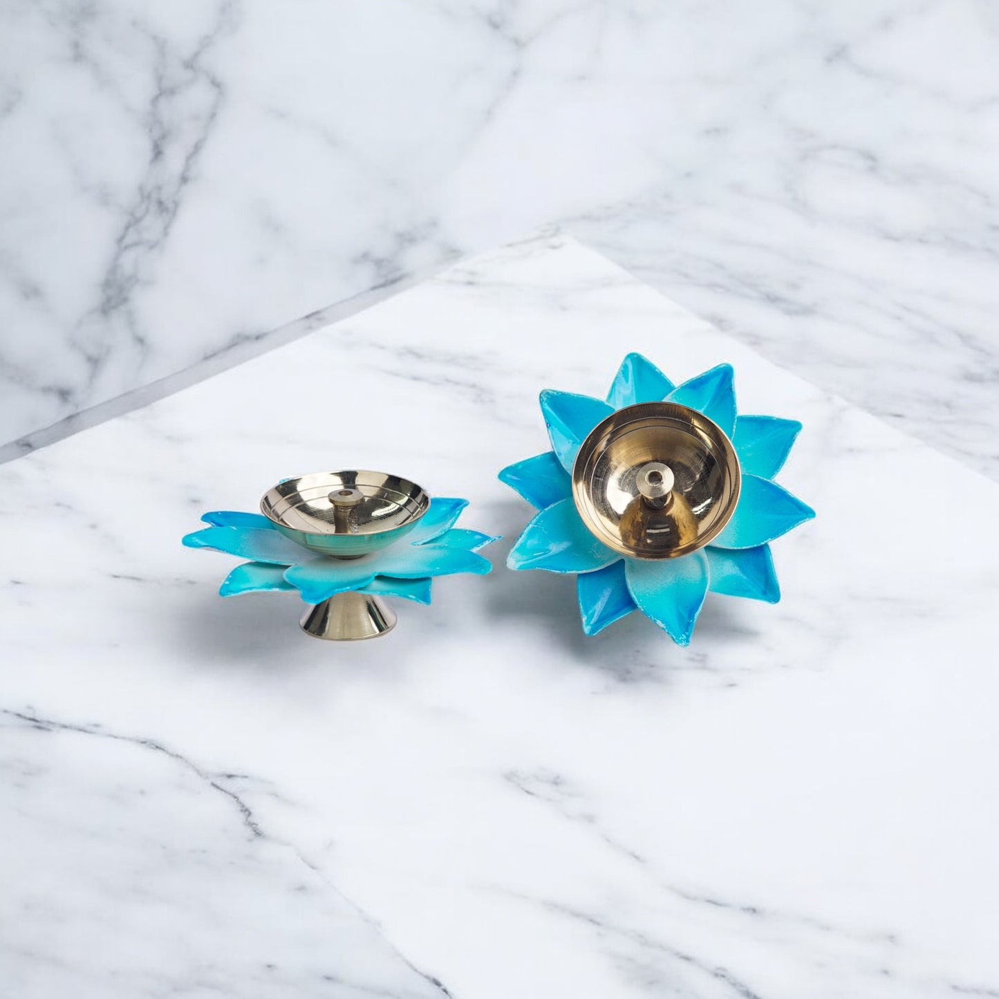 3 inch Lotus diya - Blue