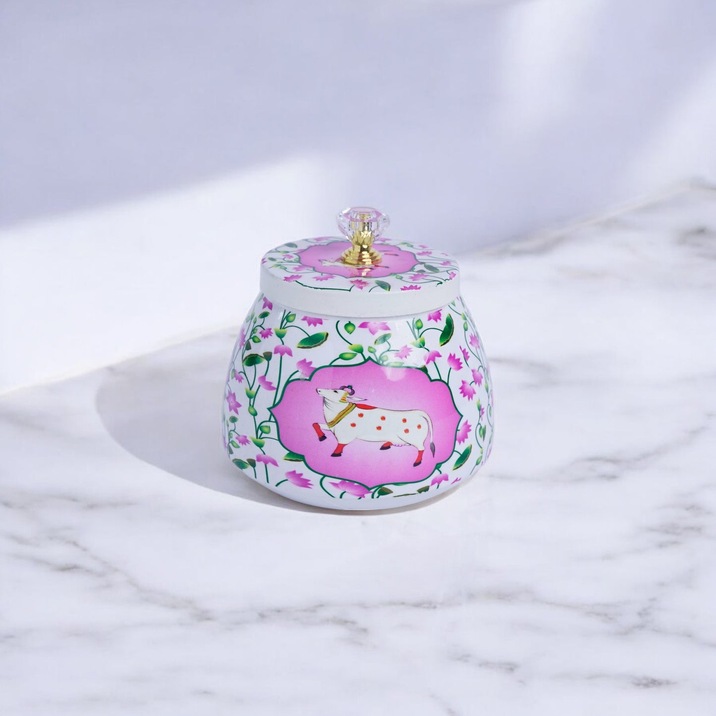 Conical Pichwai Metal Jar - 4 inch (Assorted)