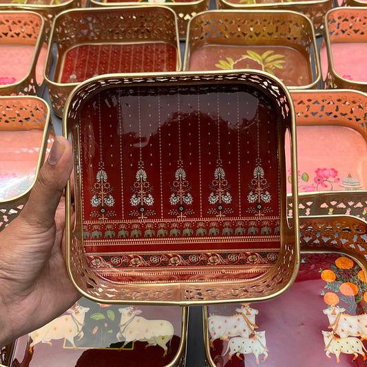 Golden Color Tray 6 inches - Square (assorted)