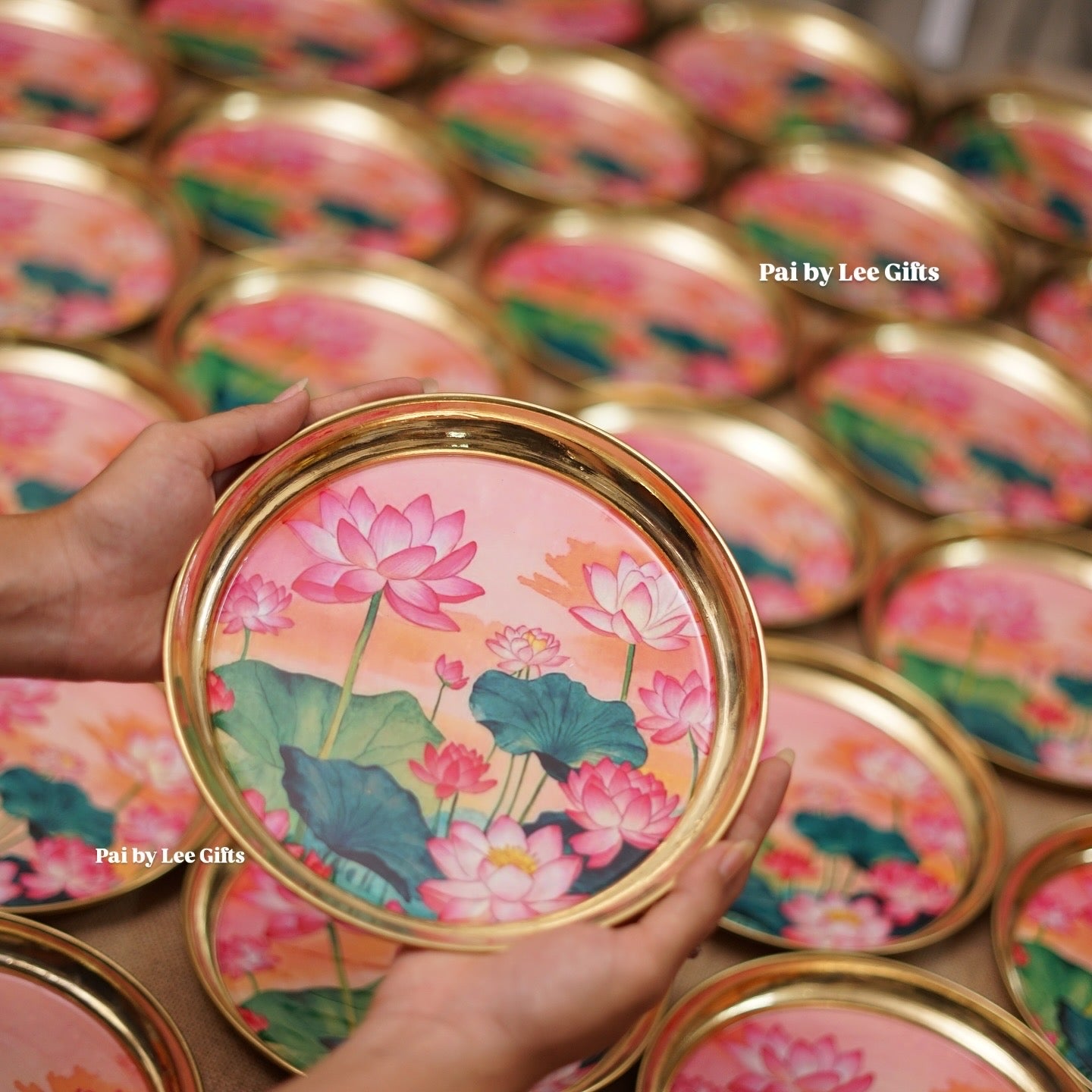 Lotus Brass Plate - 8 inch