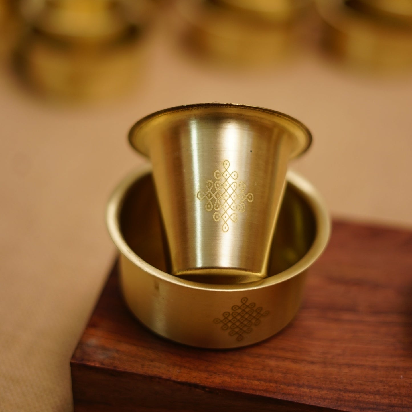 Brass Coffee Kolam Dabara set (Matt finish)