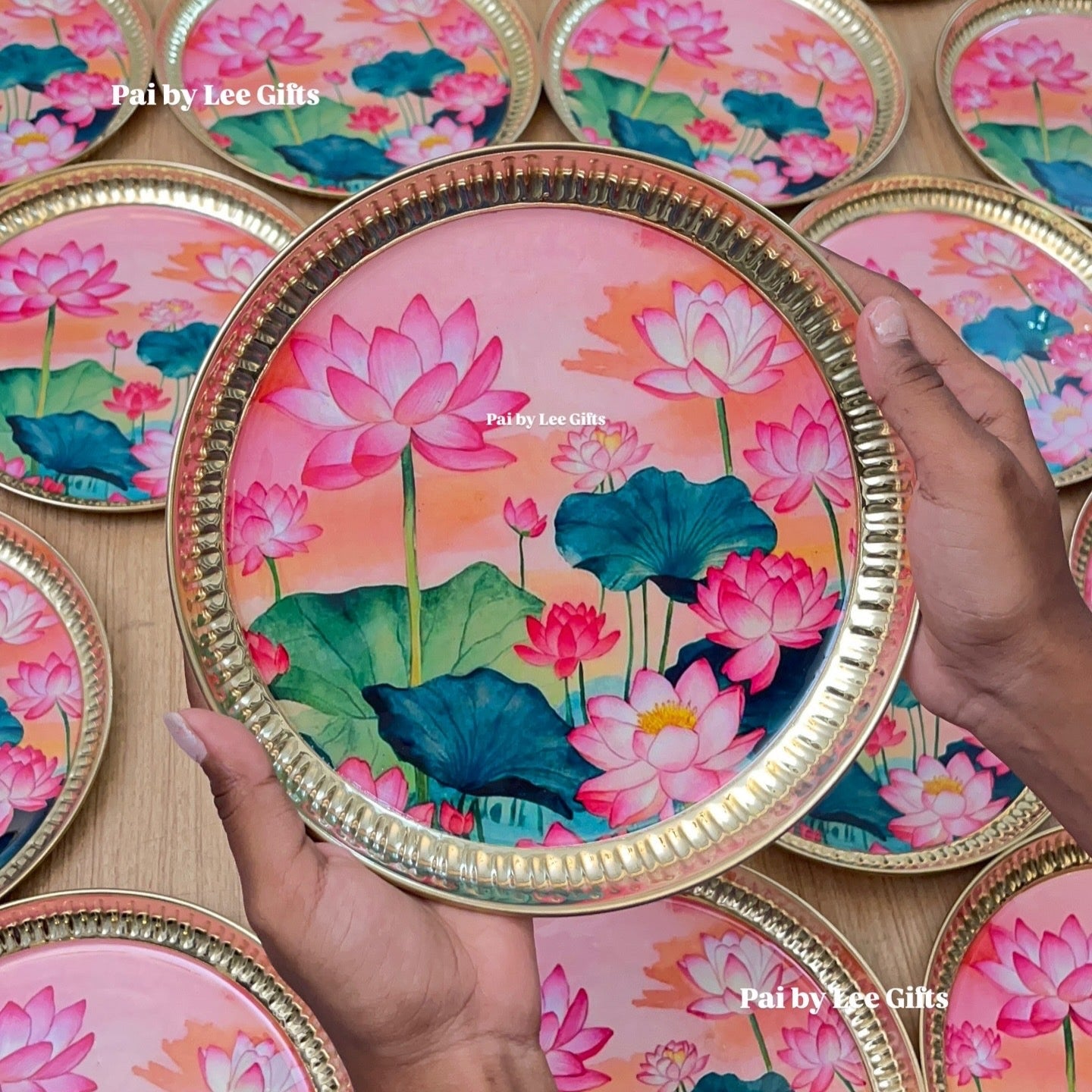 Lotus Brass Plate - 8 inch