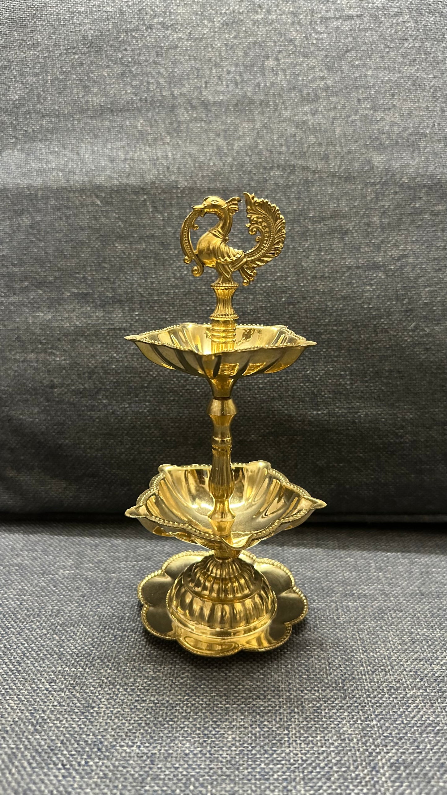 Brass Double Layer Anna Paravai Vilakku