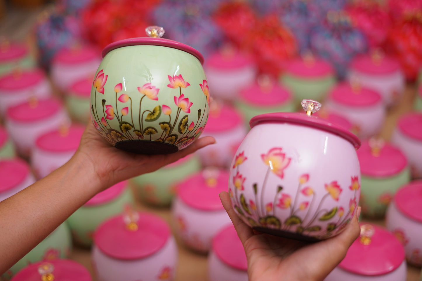 Pastel Floral Pot Jar