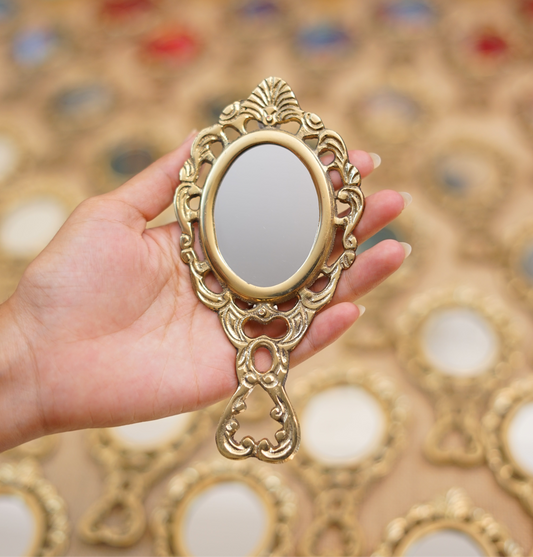 Brass Antique hand mirror