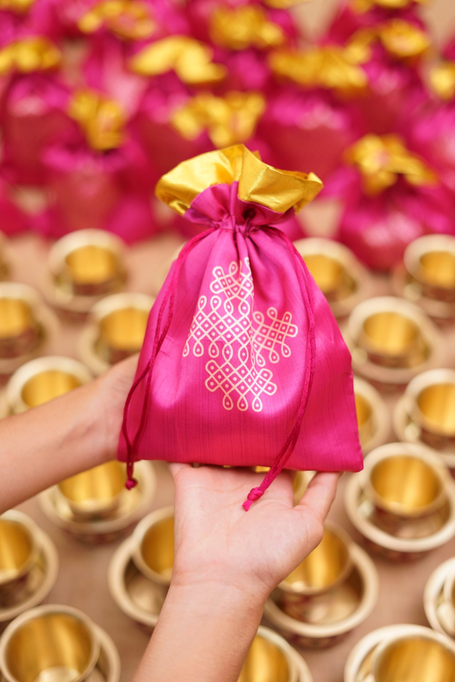 Silk Kolam Potli bags