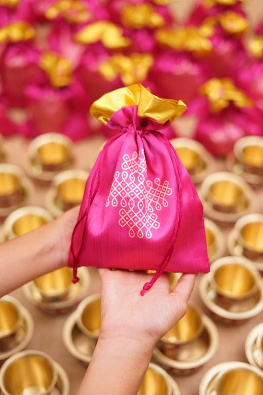 Silk Kolam Potli bags