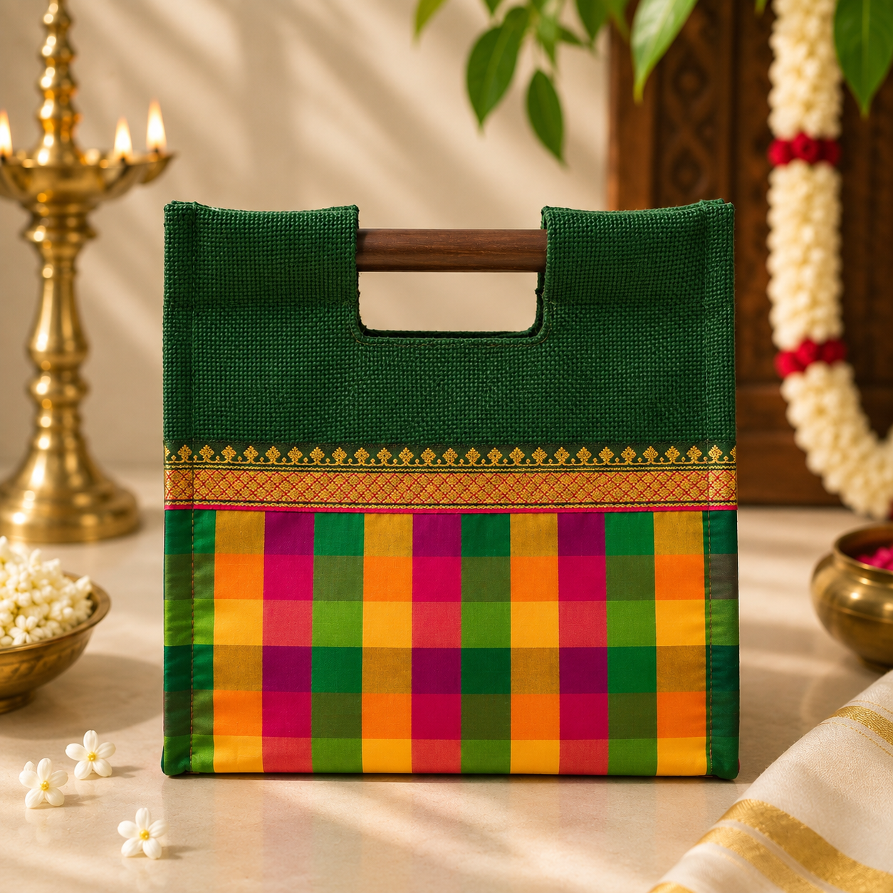 Madras Checks Shopper Bag