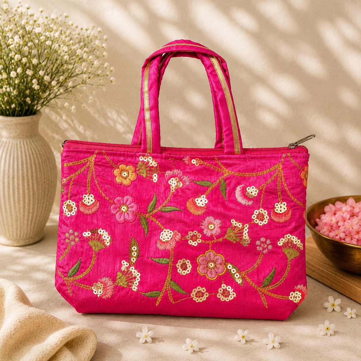 Silk Gota Embroidered Handbag (assorted)