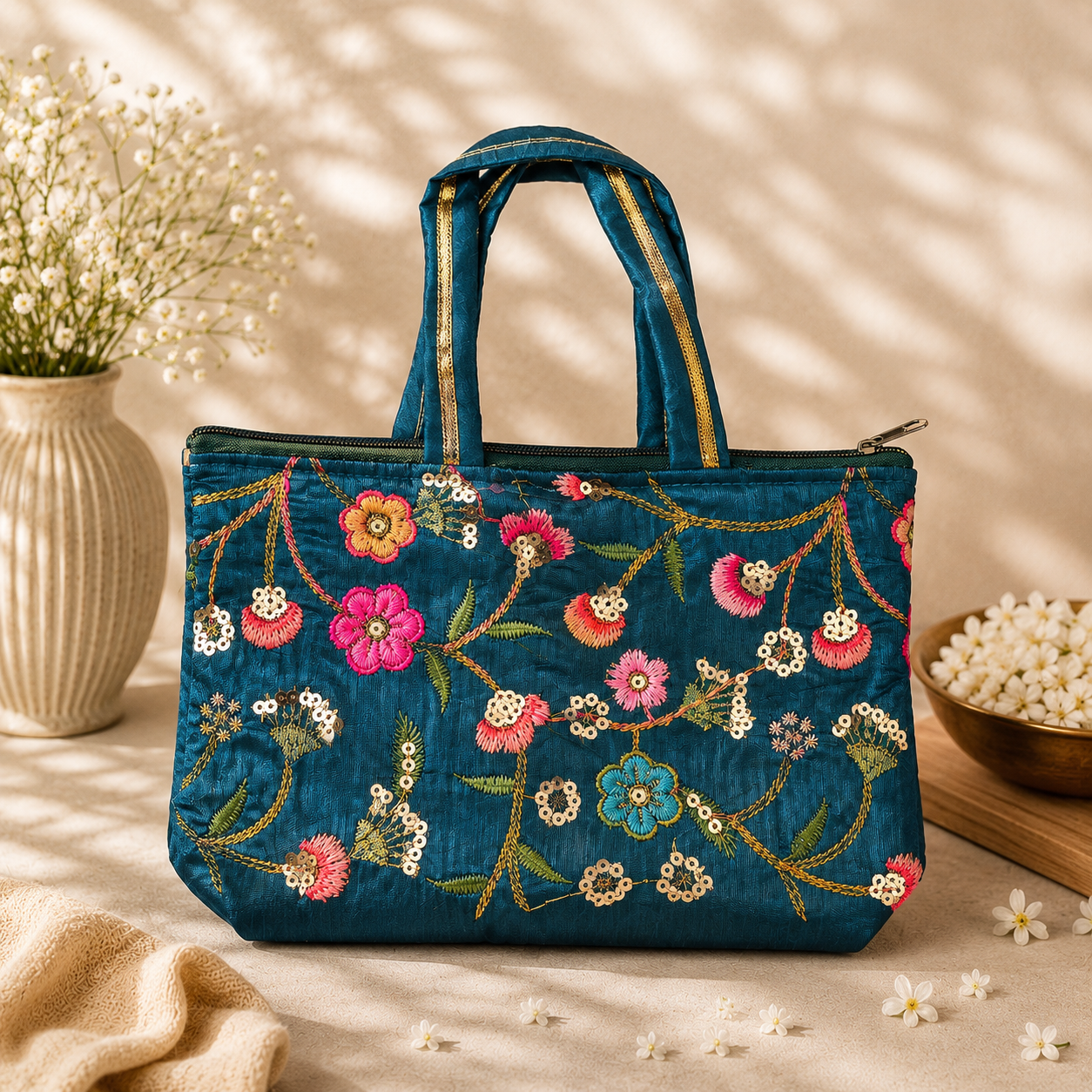 Silk Gota Embroidered Handbag (assorted)