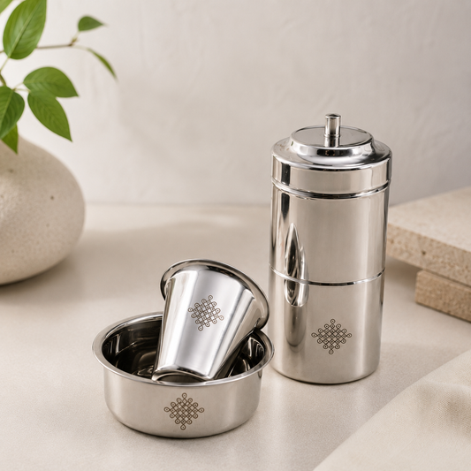 Stainless Steel Kolam Dabara set with Filter