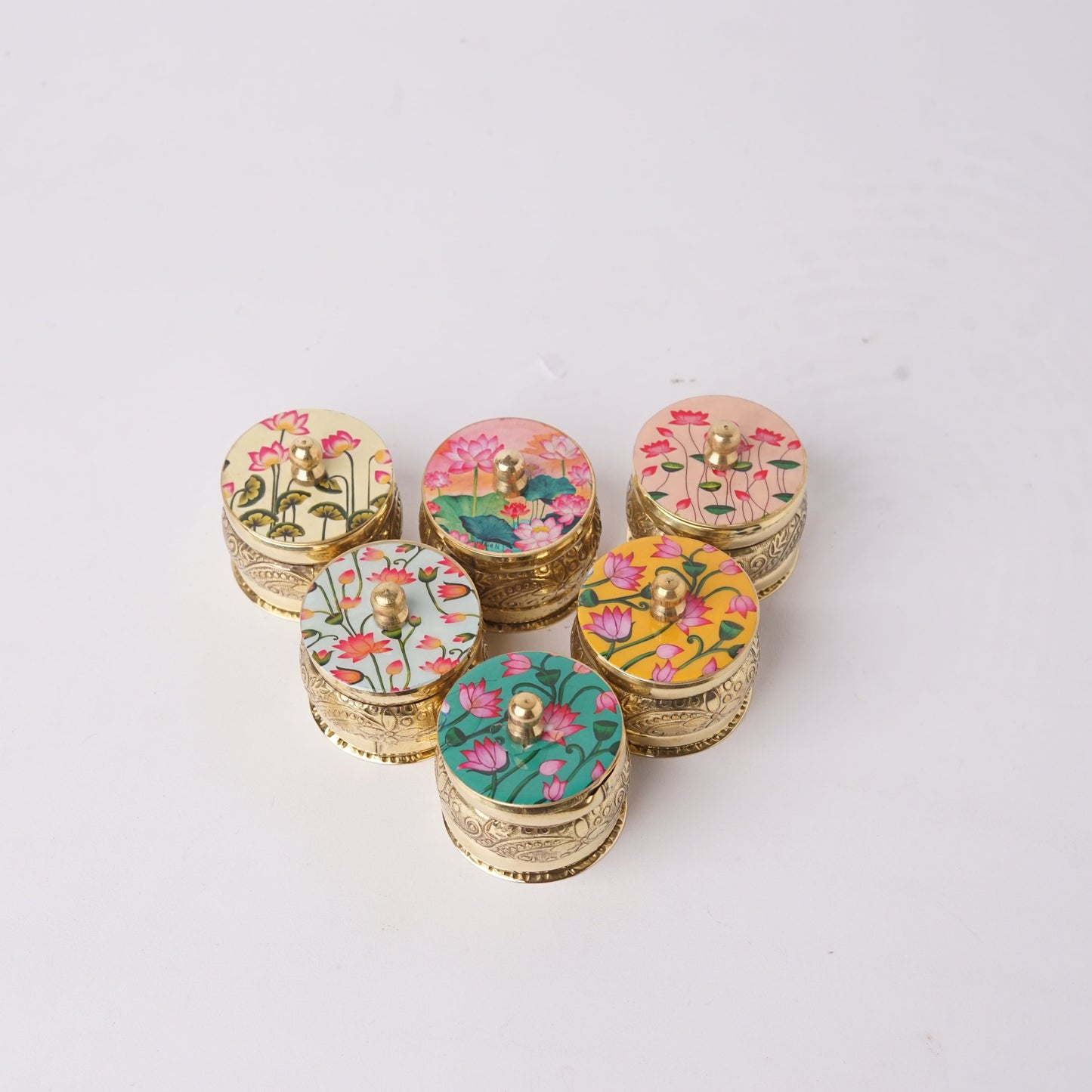 Floral Brass Kumkum holder (Assorted)