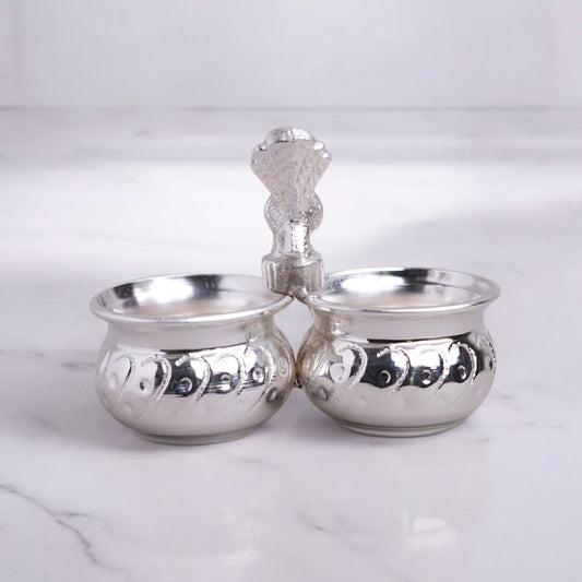 Silver finish kumkum holder