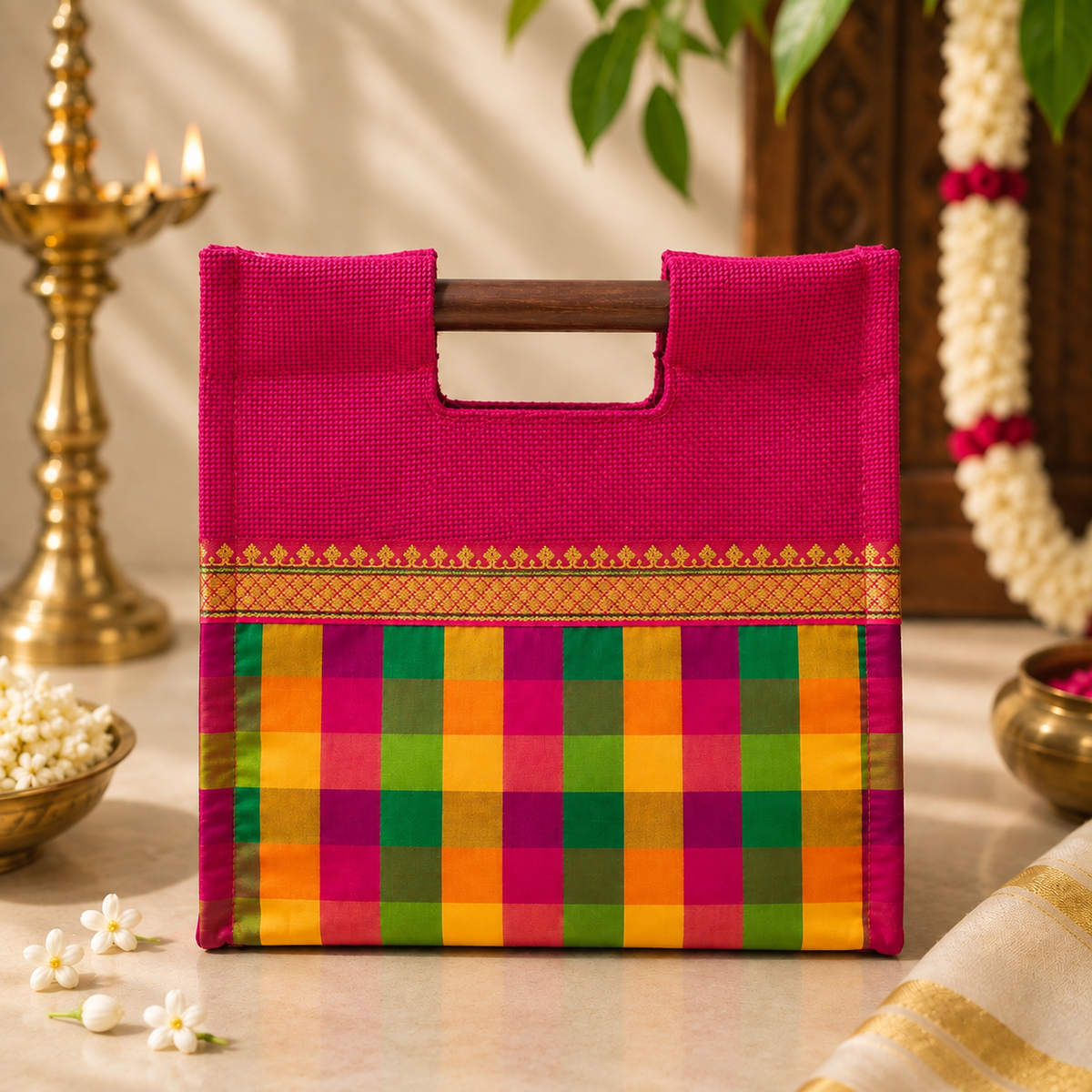 Madras Checks Shopper Bag