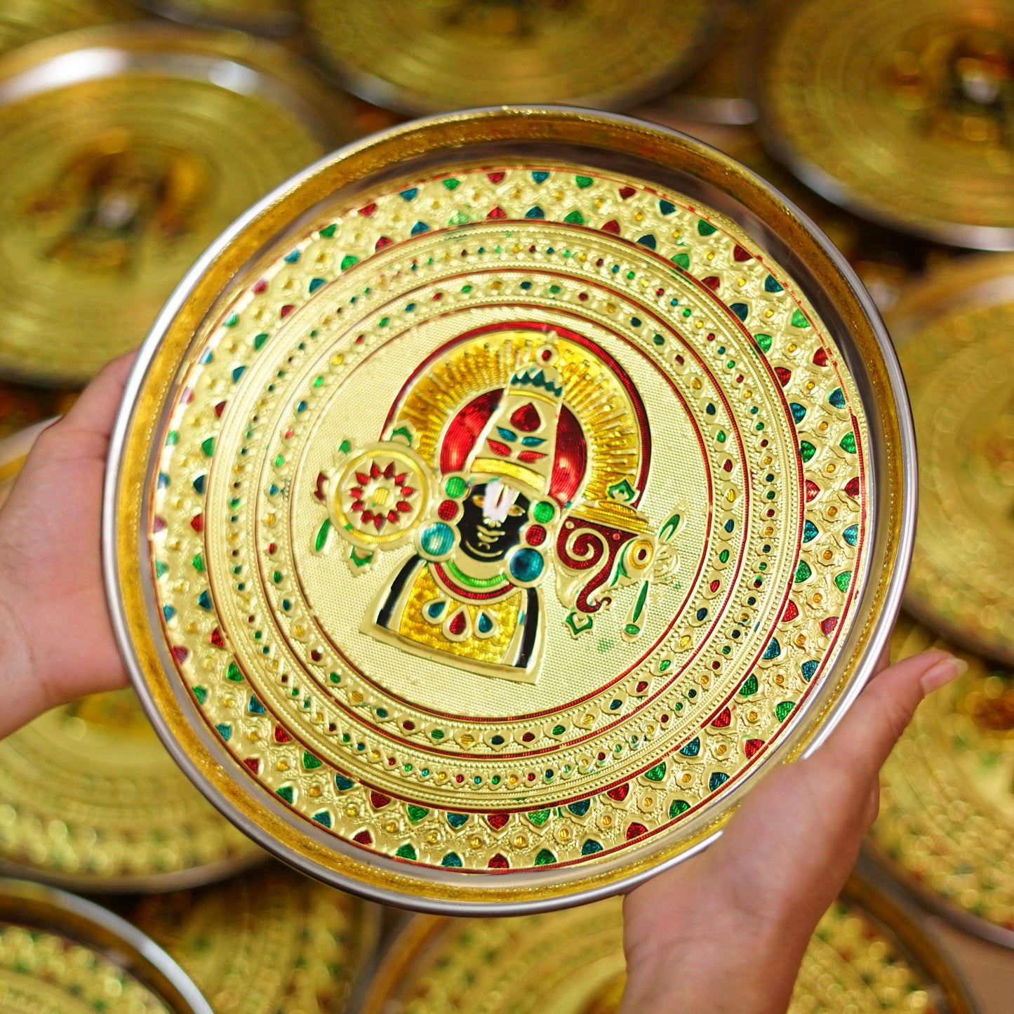 Perumal Meenakari plate - 11 inches