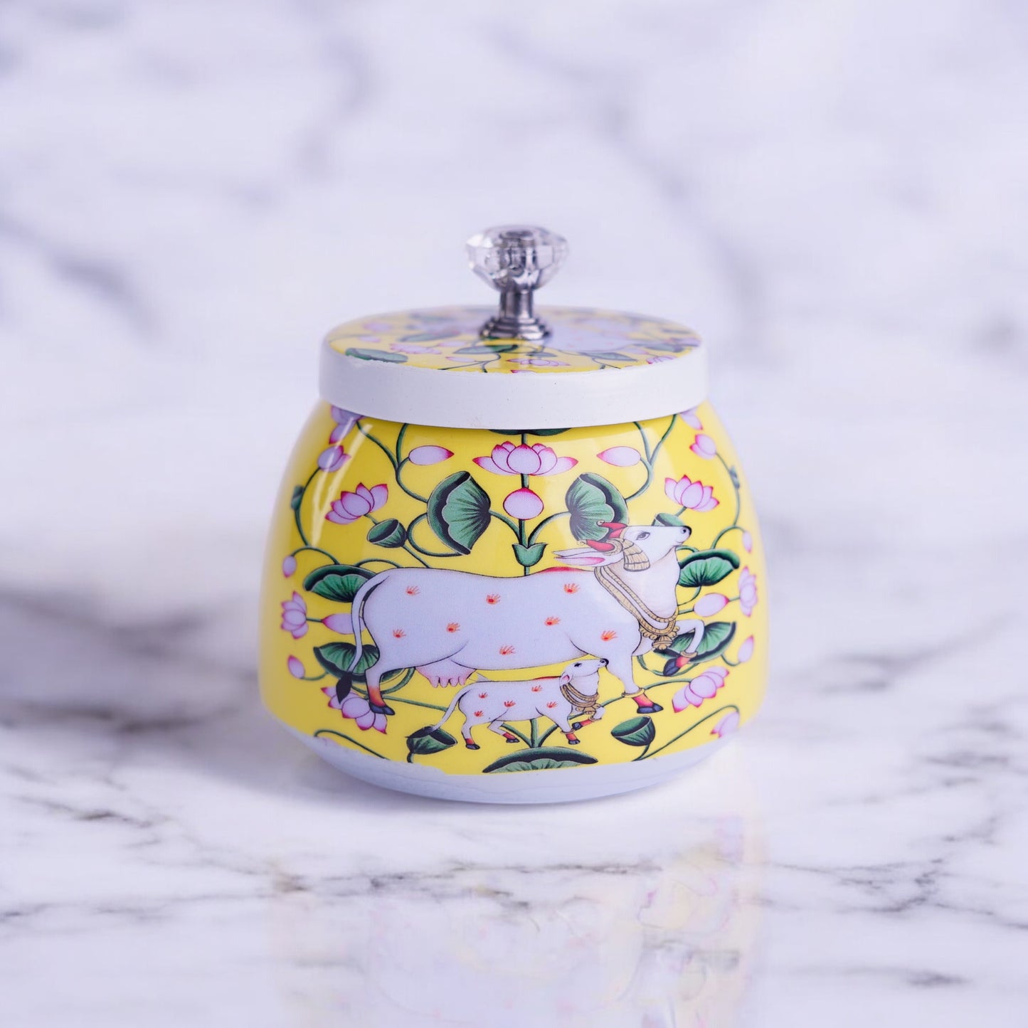 Conical Pichwai Metal Jar - 4 inch (Assorted)