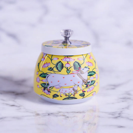 Conical Pichwai Metal Jar - 4 inch (Assorted)