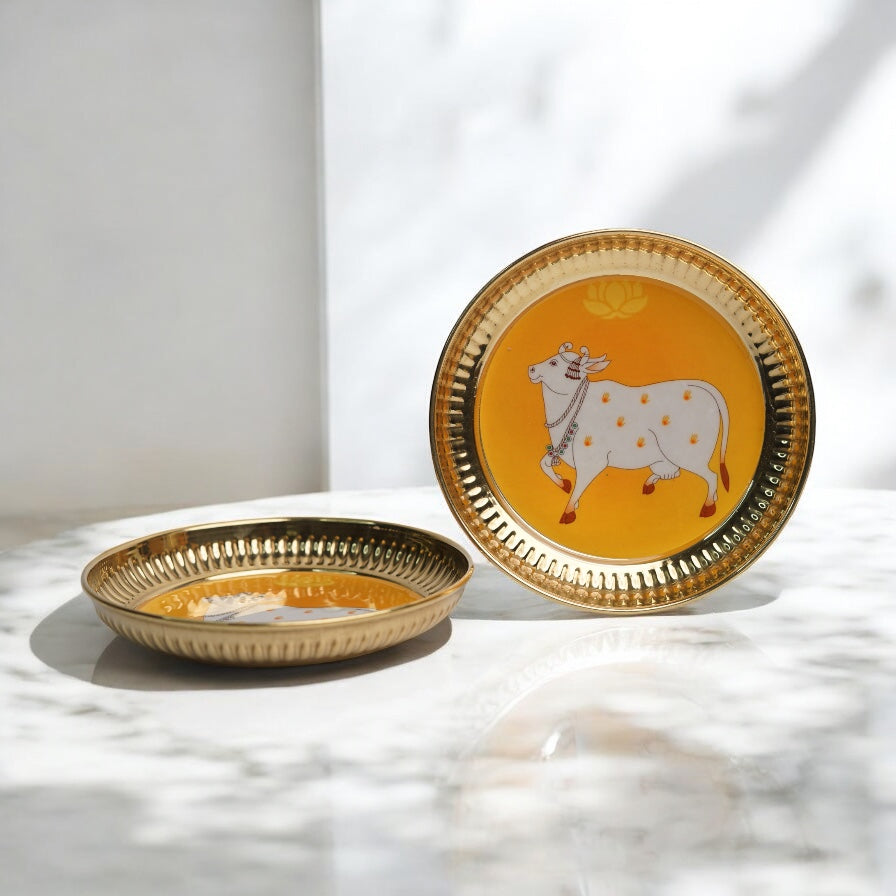 Pichwai brass plate - 5 inch (Assorted)