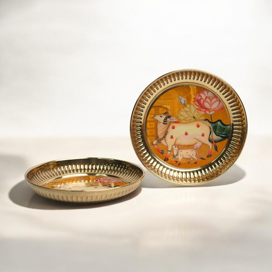 Pichwai brass plate - 5 inch (Assorted)