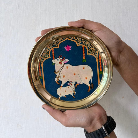 Pichwai brass plate - 6 inch (Assorted)