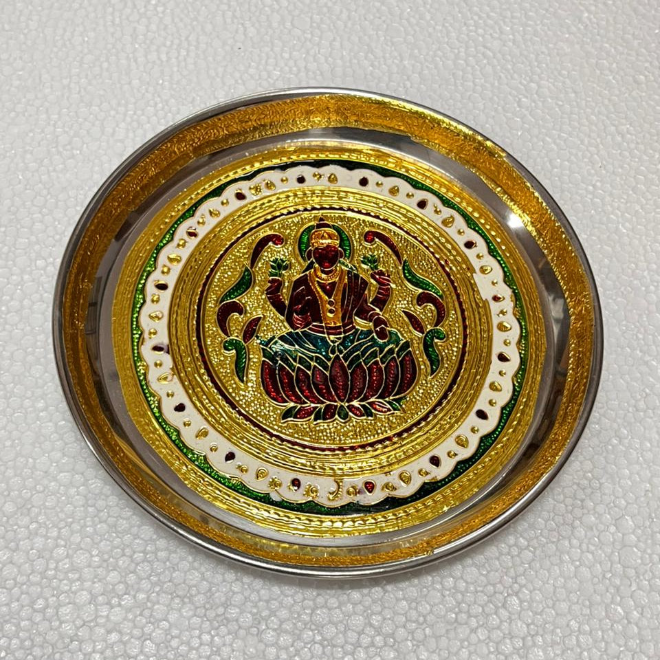 Lakshmi Meenakari plate - 7 inch