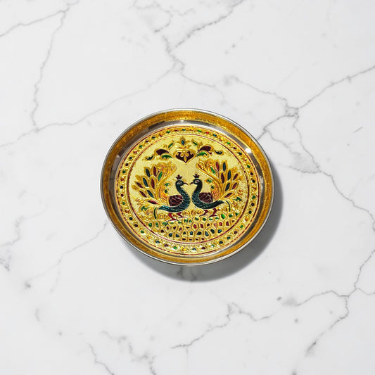 Peacock Meenakari plate - 8 inch (assorted)
