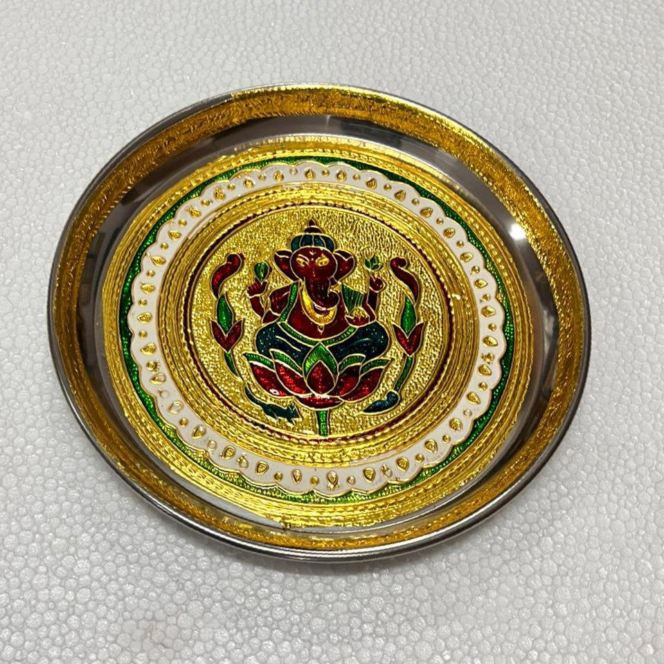 Ganesha Meenakari plate - 7 inch