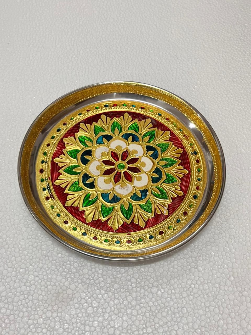 Kolam Meenakari plate - 8 inch (Assorted)
