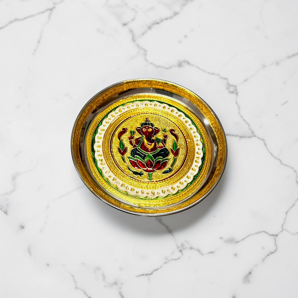 Ganesha Meenakari plate - 7 inch