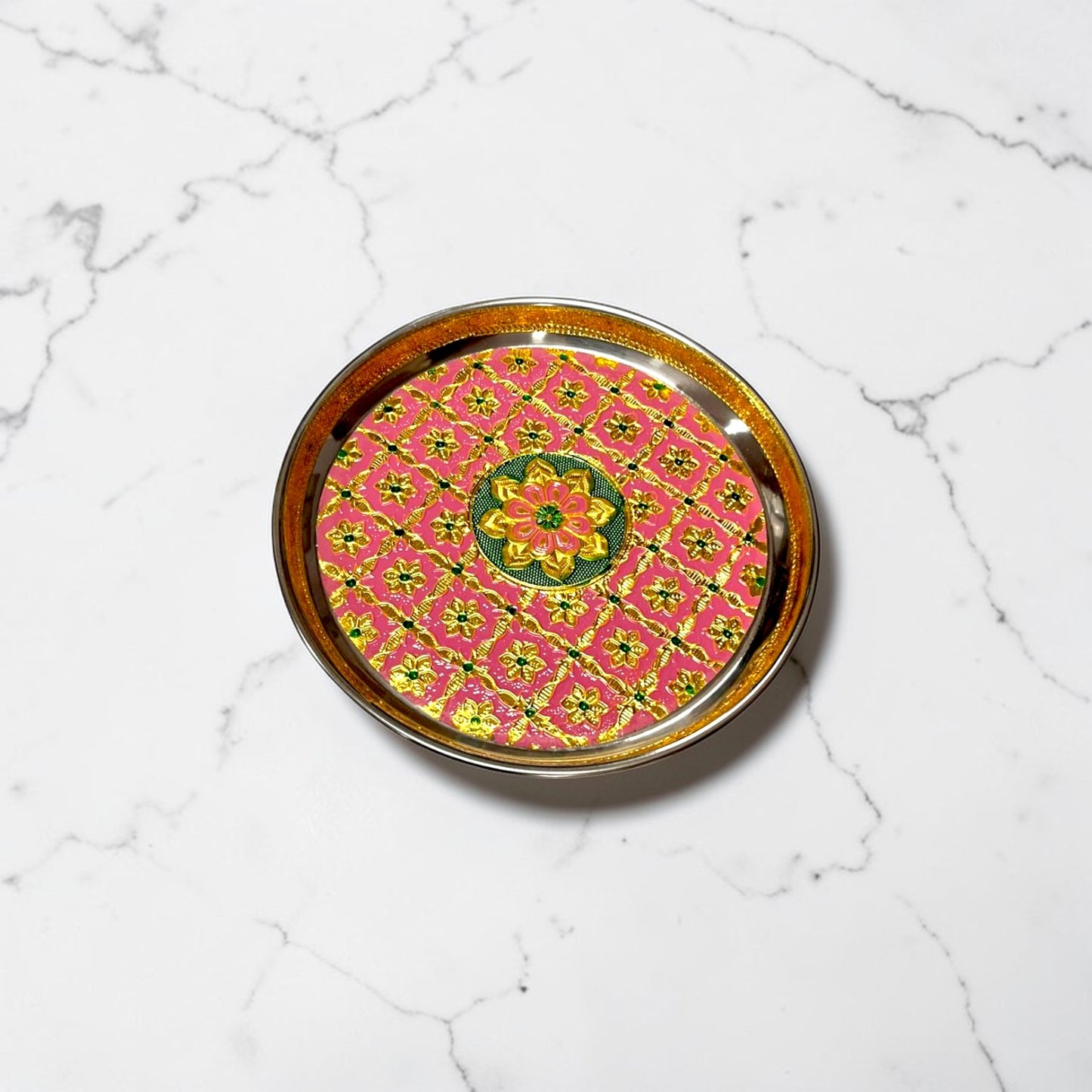 Kolam Meenakari plate - 8 inch (Assorted)