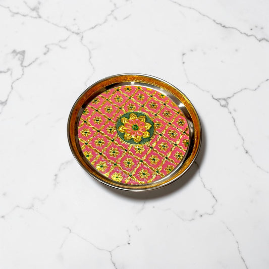 Kolam Meenakari plate - 8 inch (Assorted)