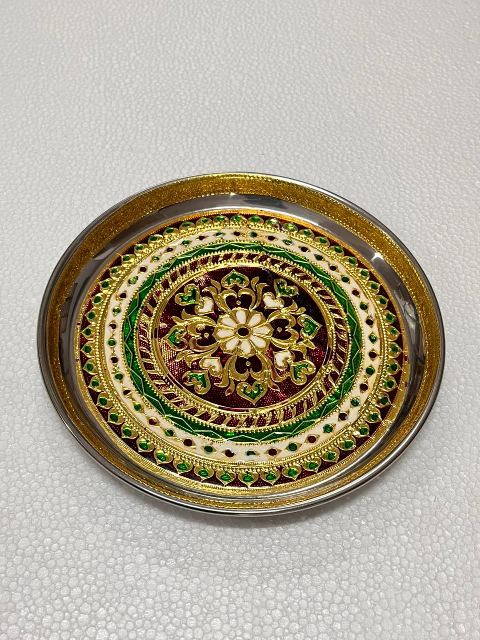 Kolam Meenakari plate - 8 inch (Assorted)